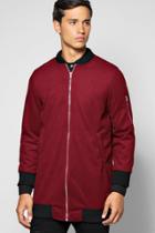 Boohoo Longline Coat With Ma1 Shoulder Zip Wine