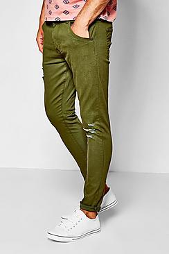 Boohoo Super Skinny Multi Rip Chino