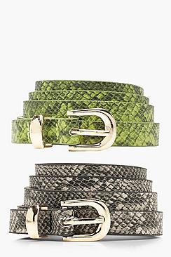Boohoo 2 Pack Skinny Snake Belt