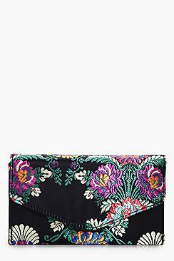 Boohoo Ellie Oriental Embroidery Clutch