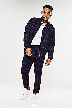 Boohoo Windowpane Check Harrington Jacket Co-ord