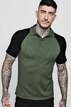 Boohoo Raglan Colour Block Knitted Short Sleeve Polo