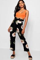 Boohoo Macy High Waist Woven Floral Trousers