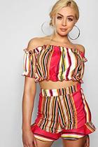 Boohoo Sophie Stripe Frill Crop Top & Short Co-ord