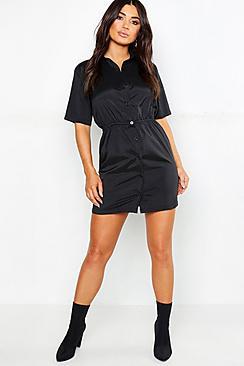 Boohoo Woven Button Through Shirt Dress