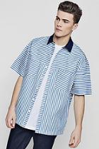 Boohoo Oversized Contrast Collar Striped Shirt