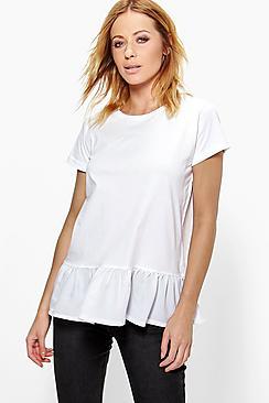 Boohoo Lucy Oversized Peplum Cotton Tee
