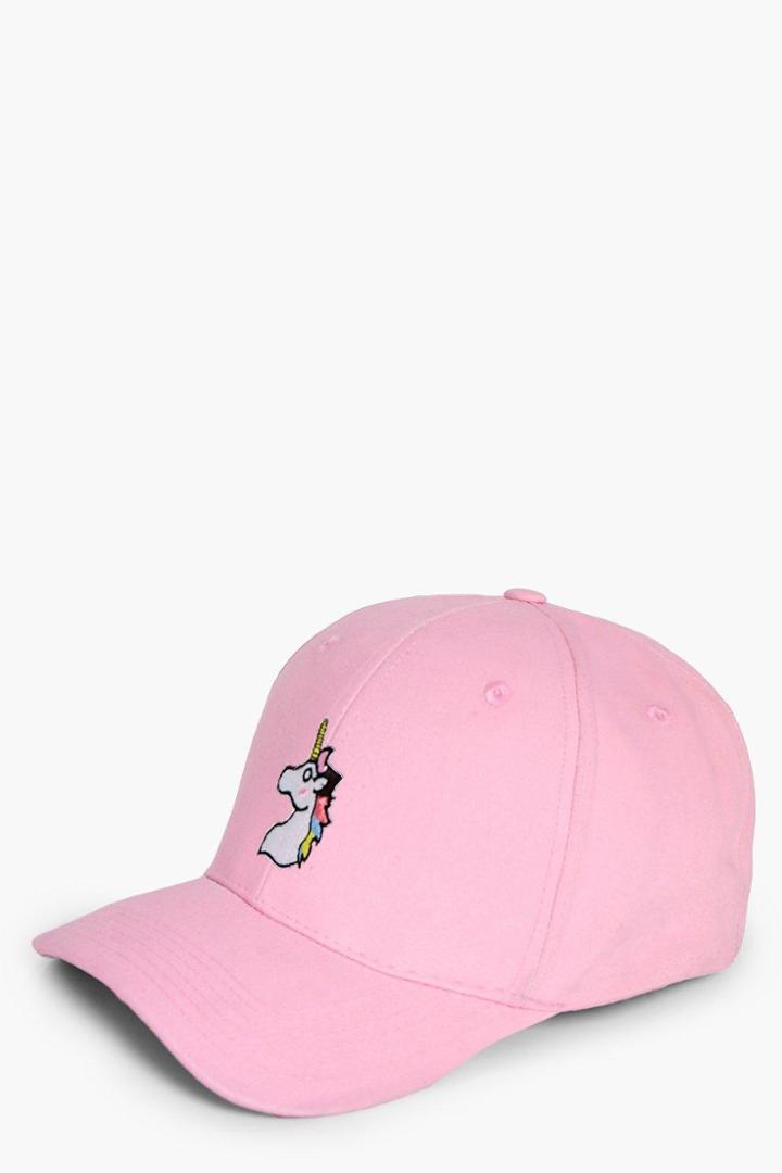 Boohoo Saskia Unicorn Badge Baseball Cap Pink