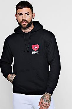 Boohoo Heart Print Over The Head Hoodie