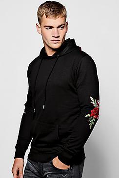 Boohoo Multi Floral Embroidered Hoodie