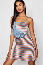 Boohoo Claudia Rainbow Stripe Mini Dress