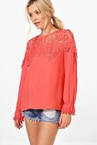 Boohoo Lucy Lace Panel Blouse