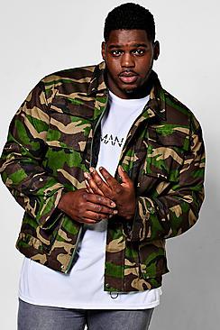 Boohoo Big And Tall Camo Field Jacket