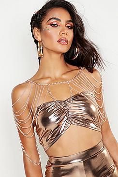 Boohoo Chain Choker & Shoulder Bodychain