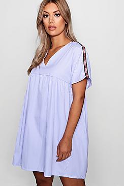 Boohoo Plus Lydia Sports Stripe Smock Dress