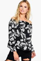 Boohoo Maisy Floral Printed Off The Shoulder Top