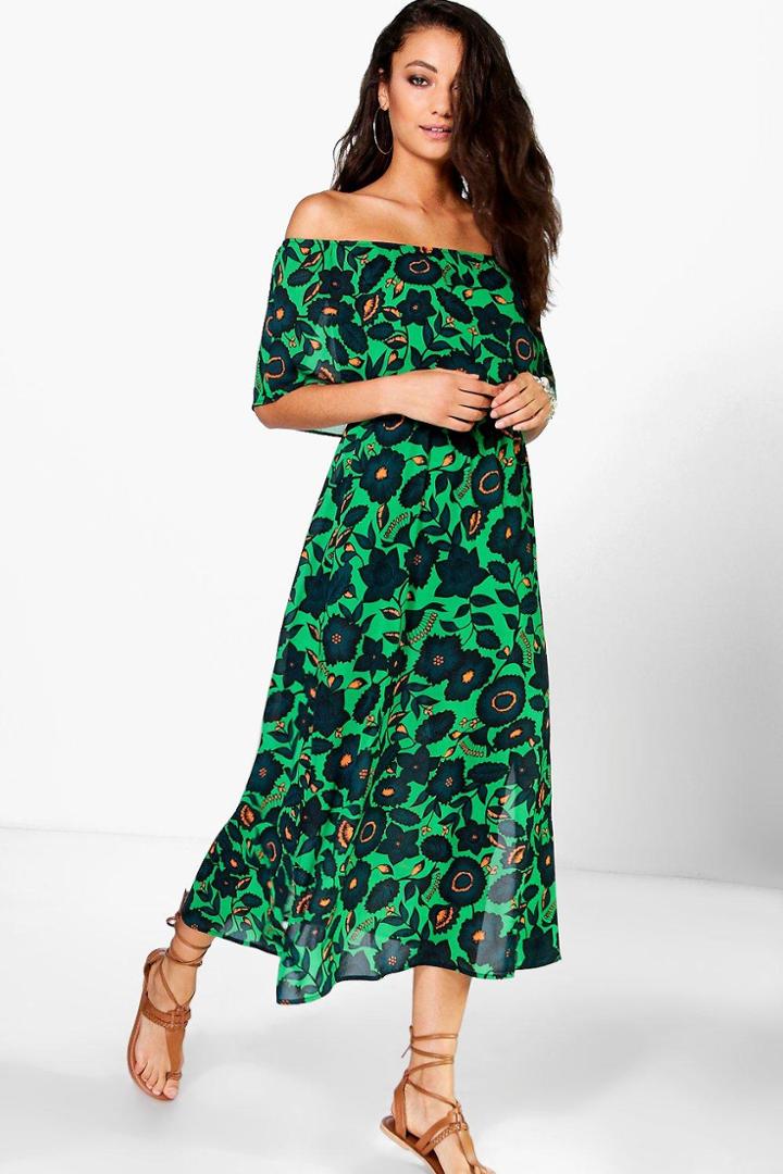 Boohoo Tall Adrea Double Layer Frill Woven Maxi Dress Multi