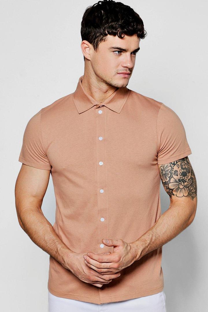 Boohoo Short Sleeve Jersey Shirt Pink