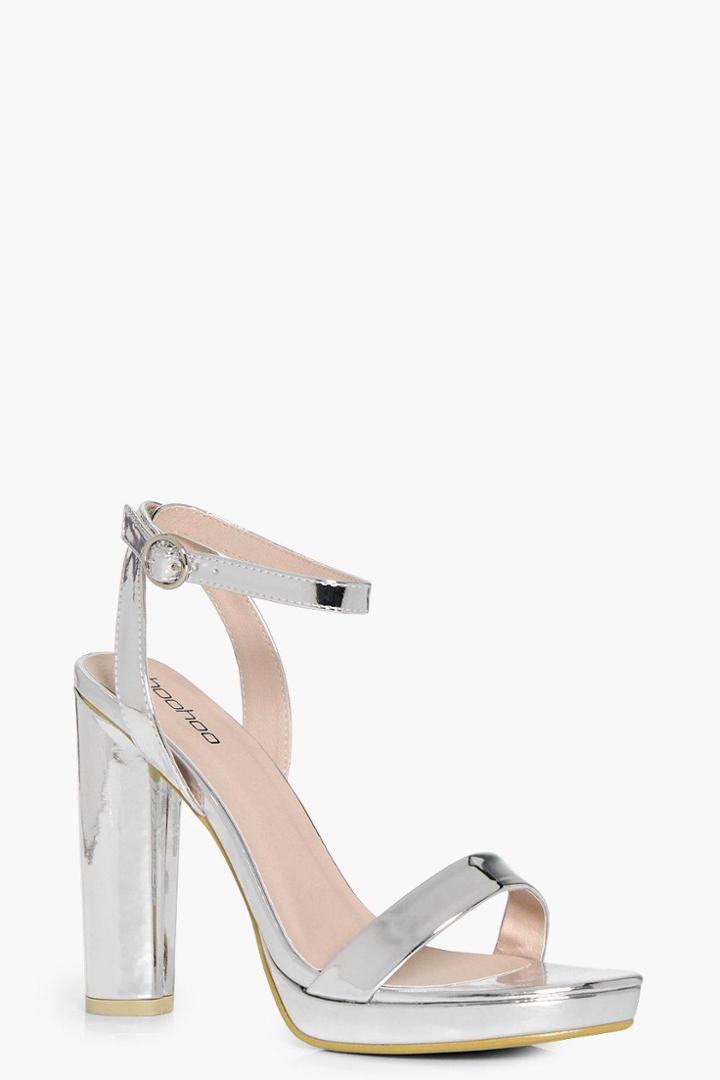 Boohoo Felicity Platform Two Part Heels Silver