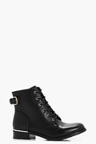 Boohoo Lacey Lace Up Metallic Detail Boots