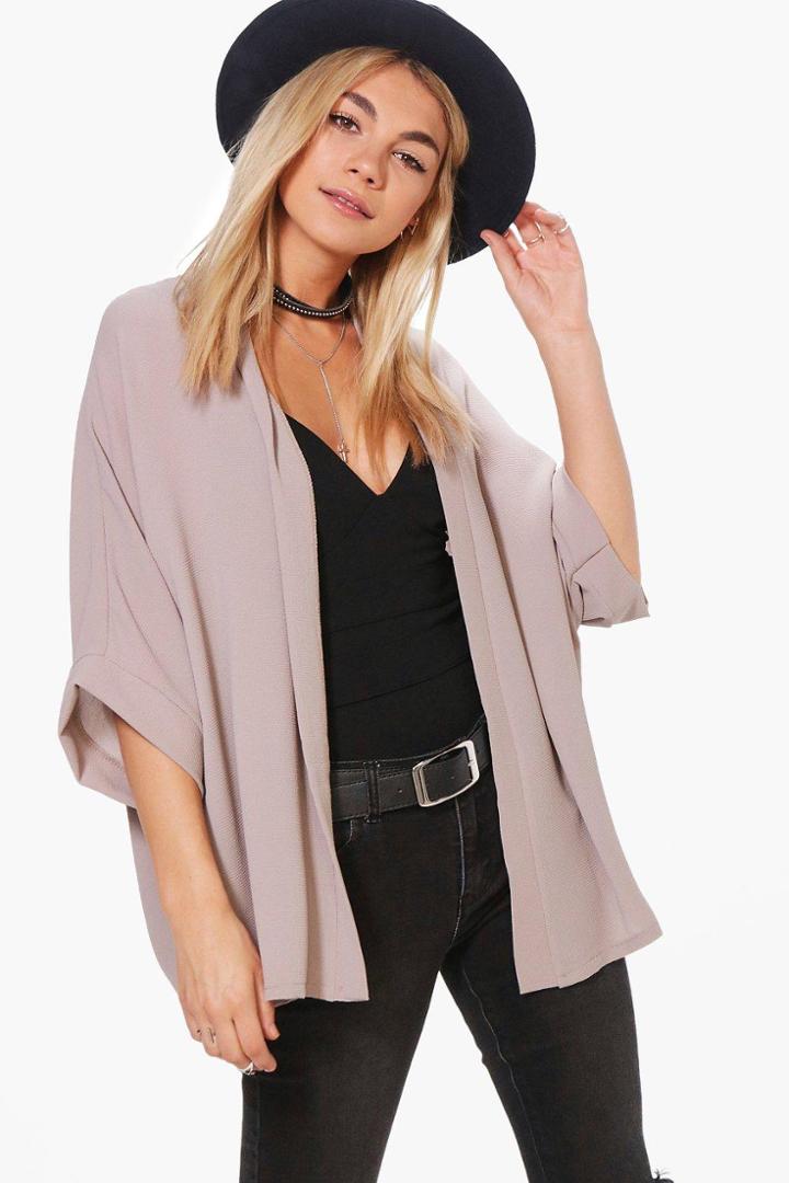 Boohoo Bella Crepe Kimono Grey