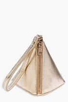 Boohoo Lottie Metallic Pyramid Handstrap Clutch Bag