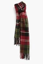 Boohoo Red And Green Check Tassel Scarf