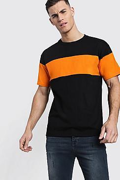 Boohoo Colour Block Chest Panel Loose Fit T-shirt