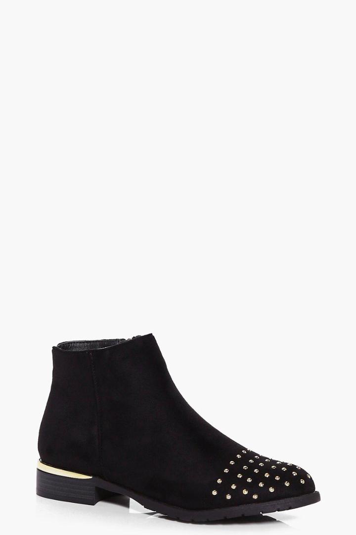 Boohoo Rose Gold Trim Chelsea Boot Black