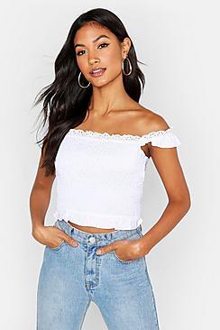 Boohoo Broderie Anglaise Bardot Corset Top