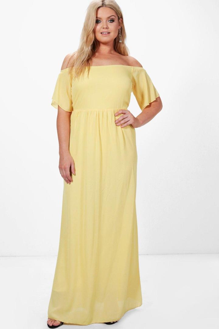 Boohoo Plus Charlotte Off The Shoulder Maxi Dress Freesia