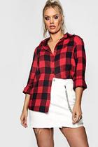 Boohoo Plus Lacey Checked Oversized Shirt