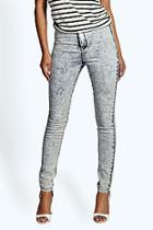 Boohoo Lara High Waist Acid Wash Tube Jean