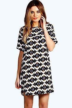 Boohoo Amelia Geo Shift Dress