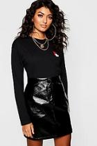 Boohoo Disney Mickey Print Slogan Long Sleeve T-shirt
