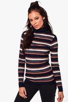 Boohoo Abigail Turtle Neck Stripe Rib Knit Jumper