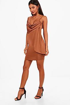 Boohoo Strappy Drape Bodycon Dress