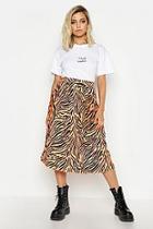 Boohoo Zebra Ombre Pleated Midi Skirt