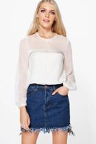 Boohoo Sophie Satin Panel Blouse White