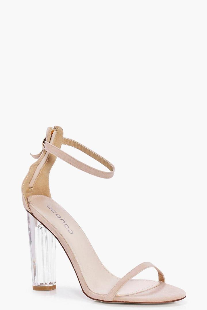 Boohoo Lizzie Clear Heel Two Part Nude