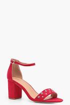 Boohoo Joanie Wide Fit Stud Strap Block Heel
