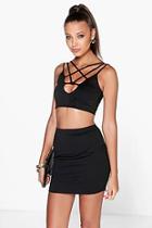 Boohoo Sheeva Strappy Plunge Front Mini Skirt Co-ord Set