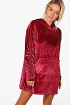 Boohoo Holly Velvet Rouched Sleeve Sweat Dress