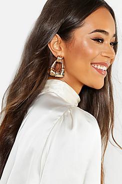 Boohoo Mixed Metal Contrast Knocker Earrings