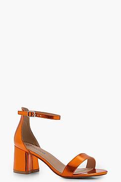 Boohoo Martha Wide Fit Metallic Block 2 Part Heels