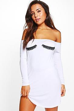 Boohoo Petite Sara Eyelash Print Night Dress