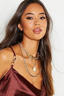 Boohoo Chunky Chain & Coin Layered Necklace