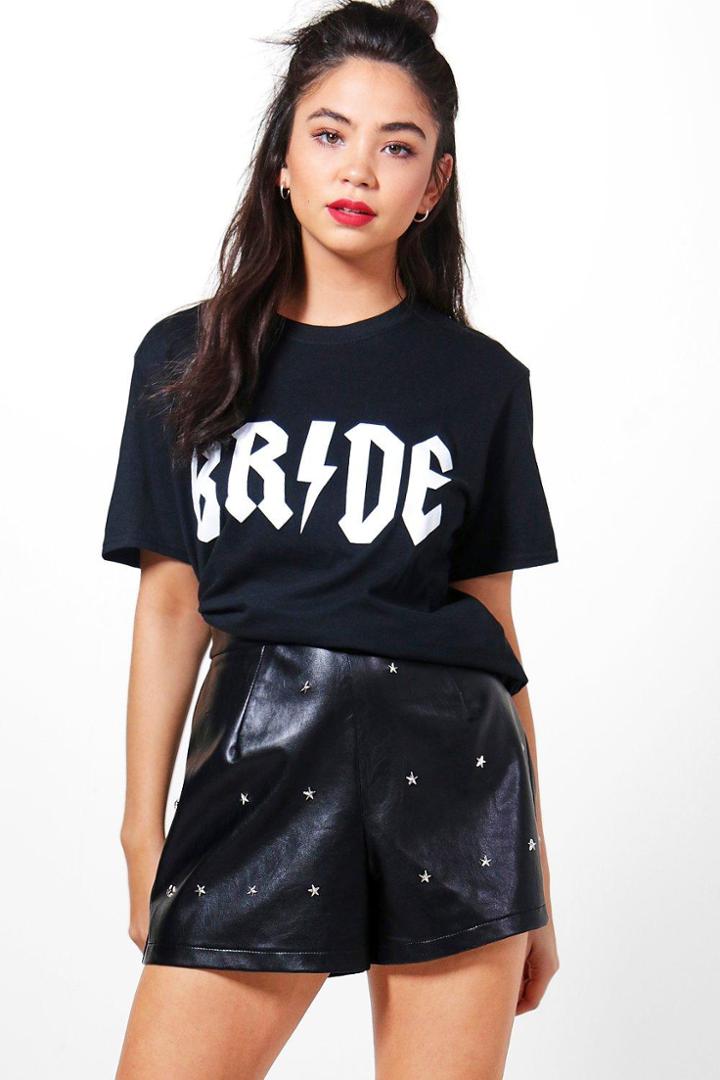 Boohoo Isabel Bride Slogan T-shirt Black