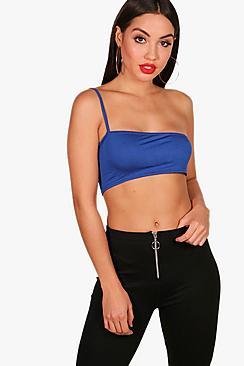 Boohoo Hollie One Shoulder Fine Strap Super Crop