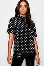 Boohoo High Neck Polka Dot Top